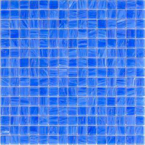 Royal Blue Mixed Swirls Squares Glass Pool Tile Sample