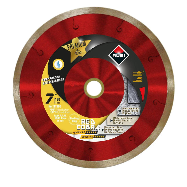 RUBI Tools 7" Red Cobra Premium Venom Wet Diamond Saw Blade | Tile Club