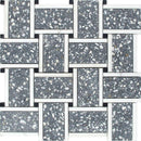 Gray and White Terrazzo Basket Weave Mosaic Tile