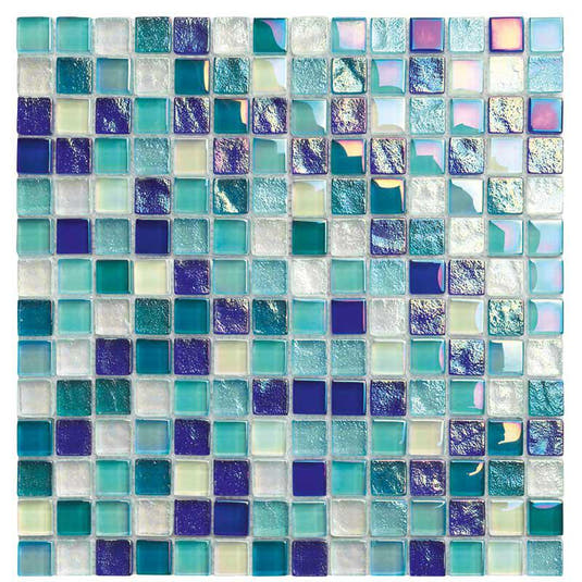 Neptune Blue Blend Glass Mosaic Tile 1X1 | Tile Club