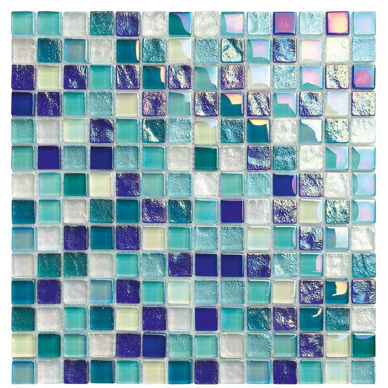 Neptune Blue Blend Glass Mosaic Tile 1X1