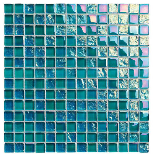 Neptune Turquoise Glass Mosaic Tile 1X1
