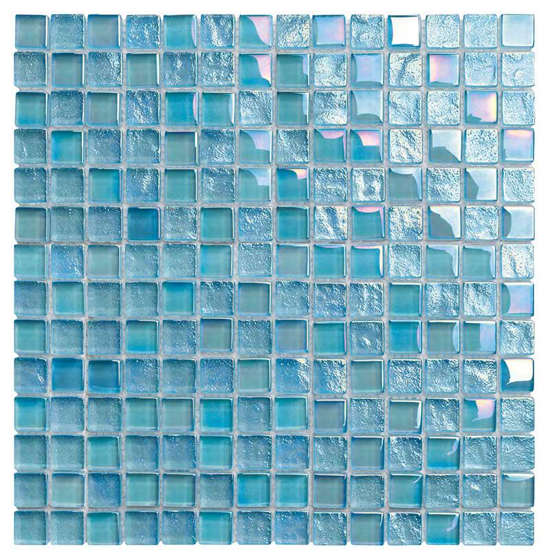 Neptune Aquamarine Glass Mosaic Tile 1X1
