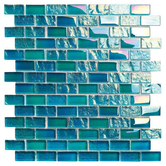 Neptune Turquoise 1X2 Glass Brick Tile | Tile Club