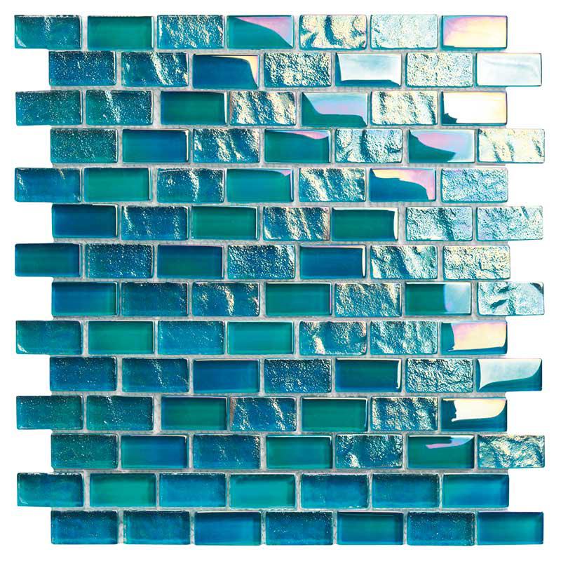 Neptune Turquoise 1X2 Glass Brick Tile