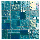Pacific Turquoise Square Pattern Glass Mosaic