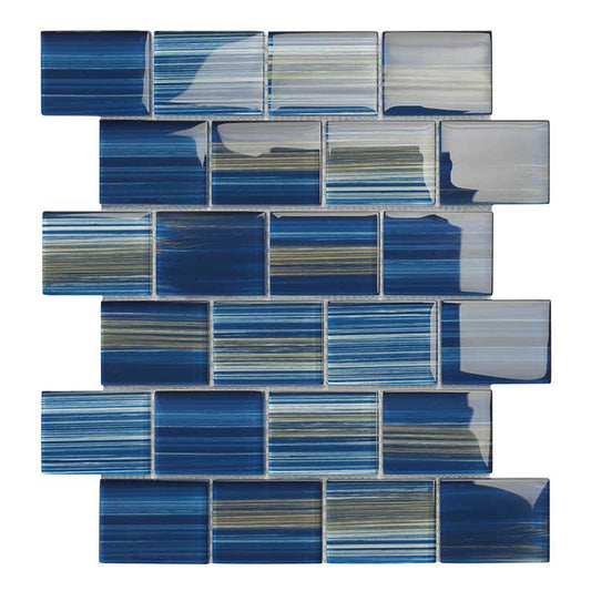 Hawaii Blue Brick Glass Mosaic 2x3