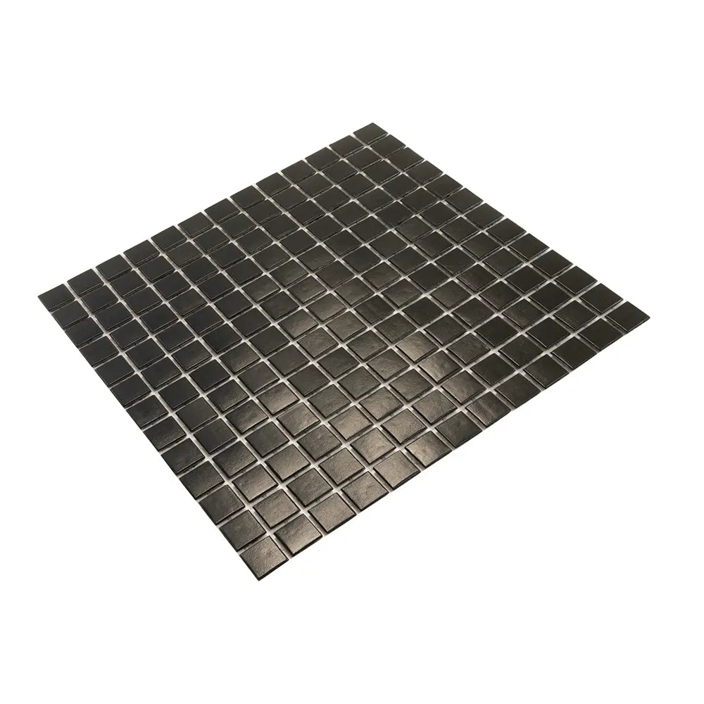 Space Black Squares Glass Pool Tile | Tile Club