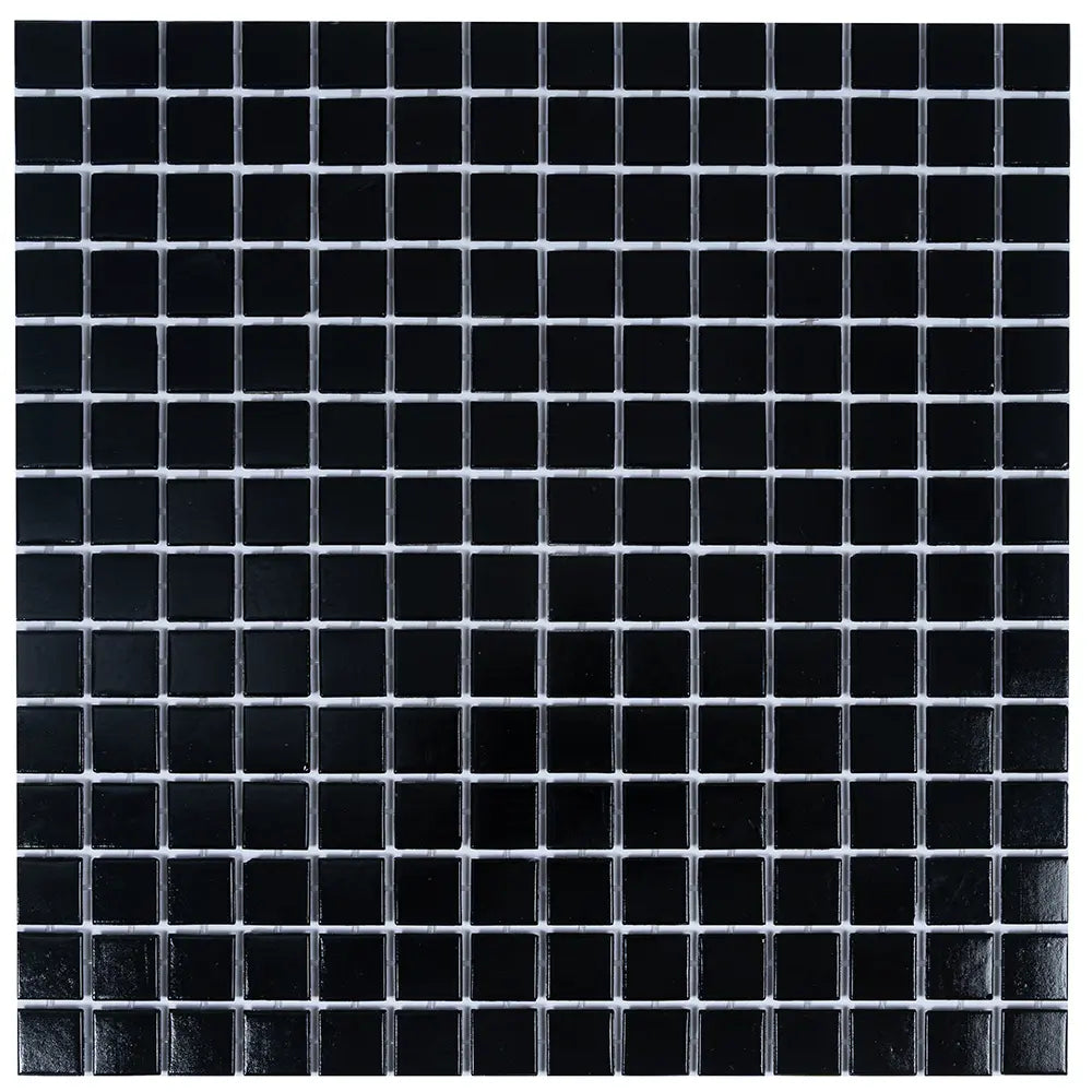 Space Black Squares Glass Pool Tile | Tile Club