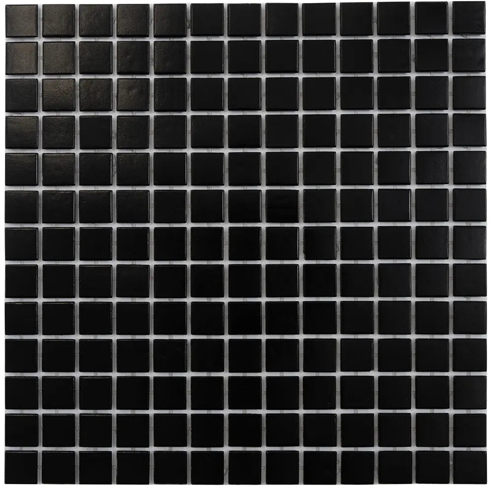 Space Black Squares Glass Pool Tile | Tile Club