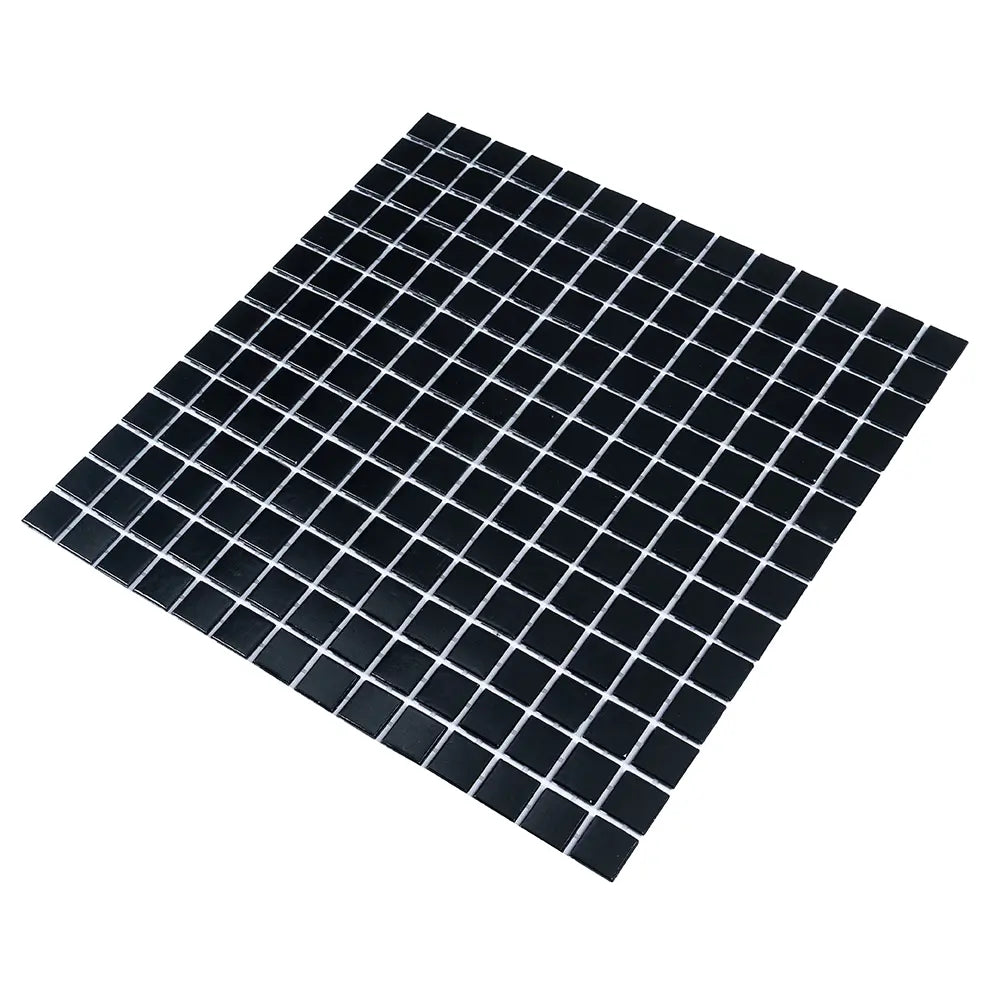 Space Black Squares Glass Pool Tile | Tile Club
