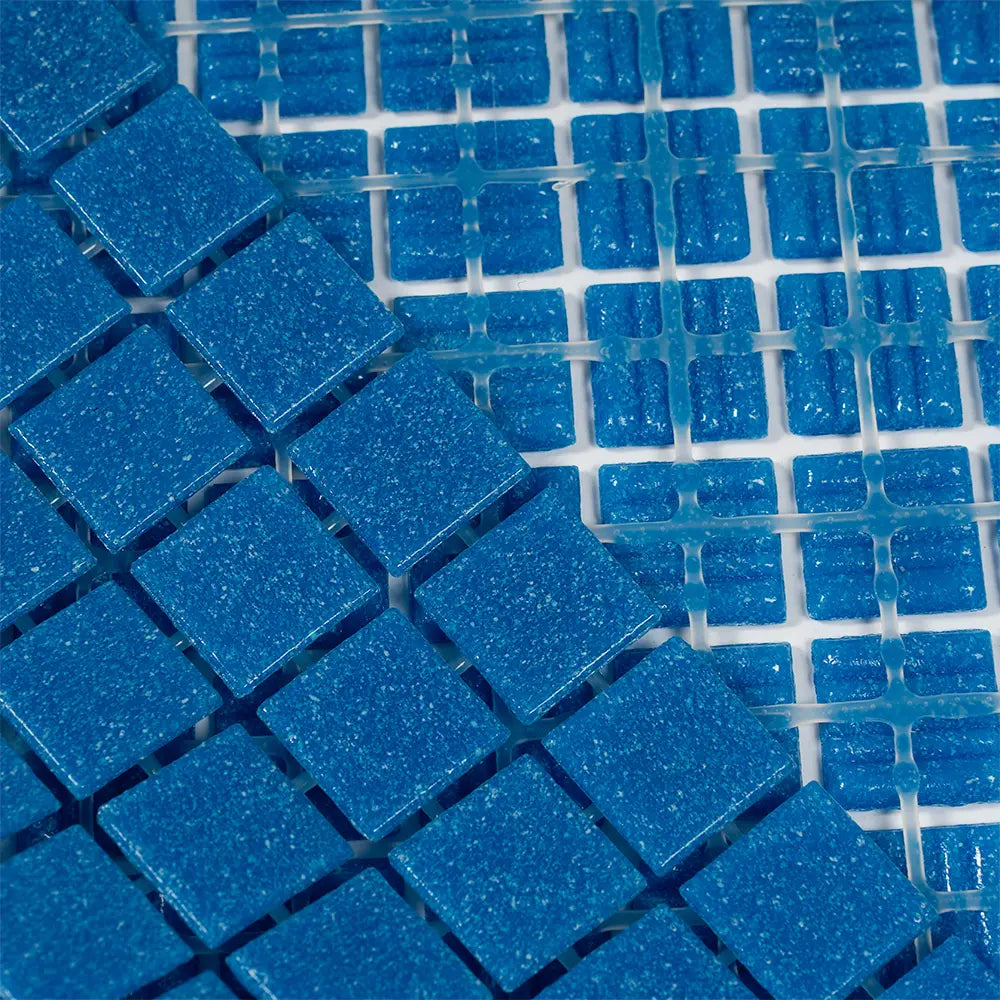 Speckled Cobalt Blue Squares Glass Pool Tile | Tile Club