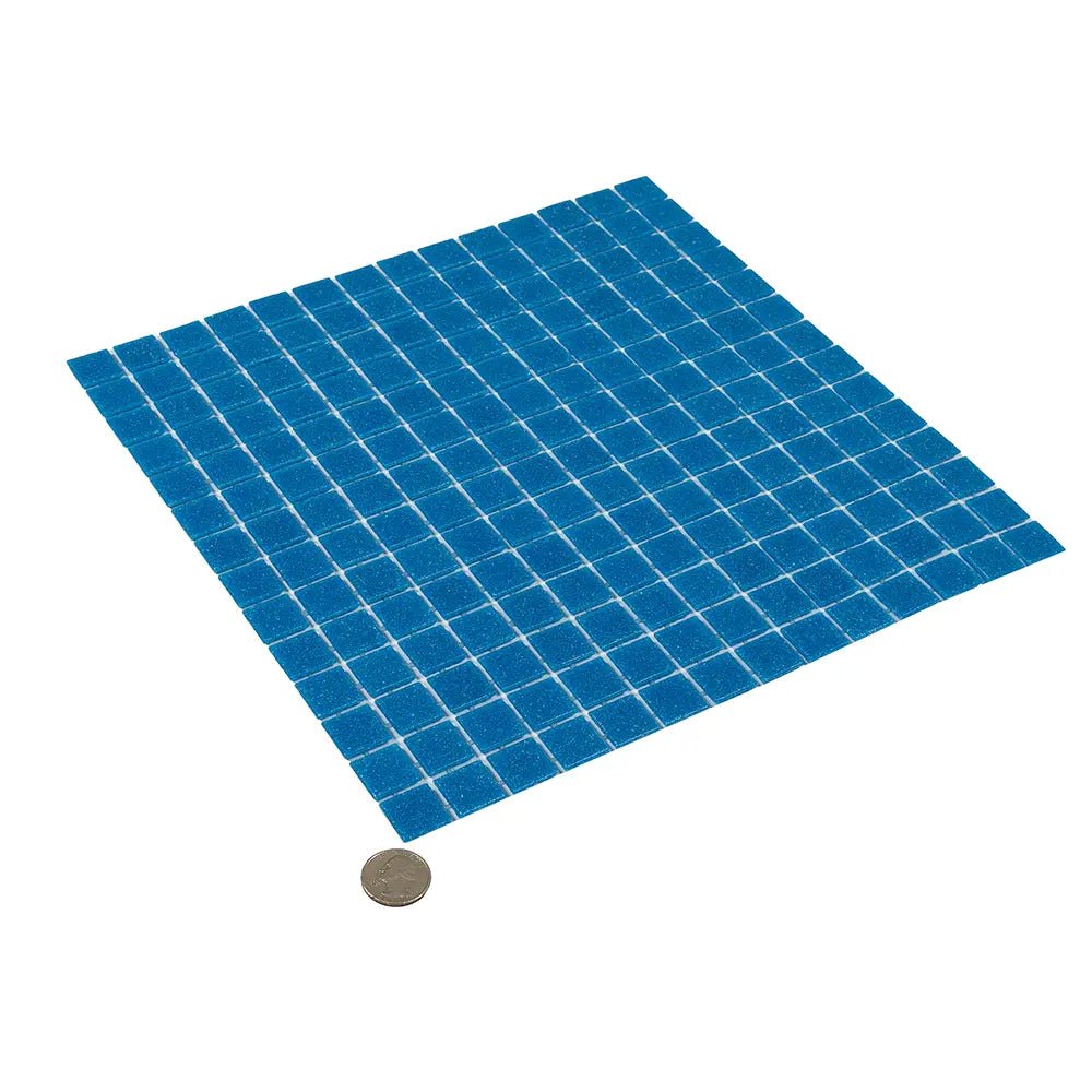 Speckled Cobalt Blue Squares Glass Pool Tile | Tile Club