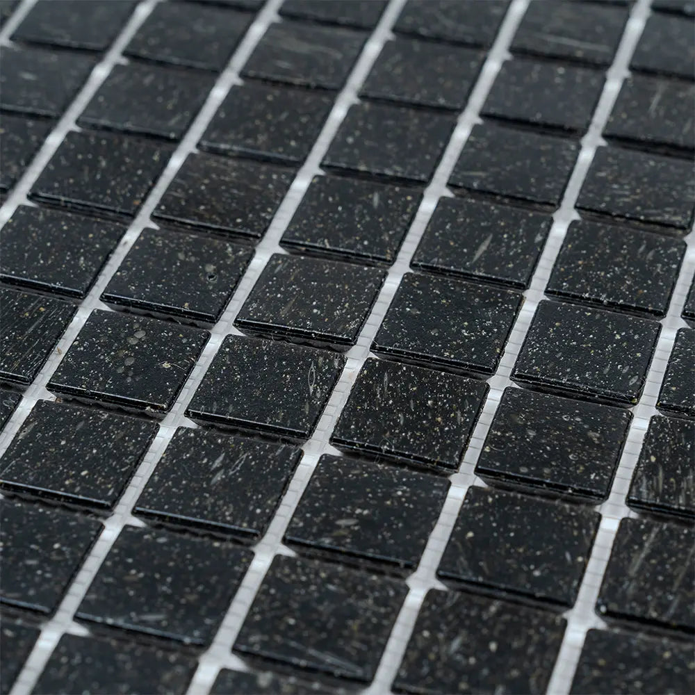 Speckled Black Squares Glass Pool Tile | Tile Club