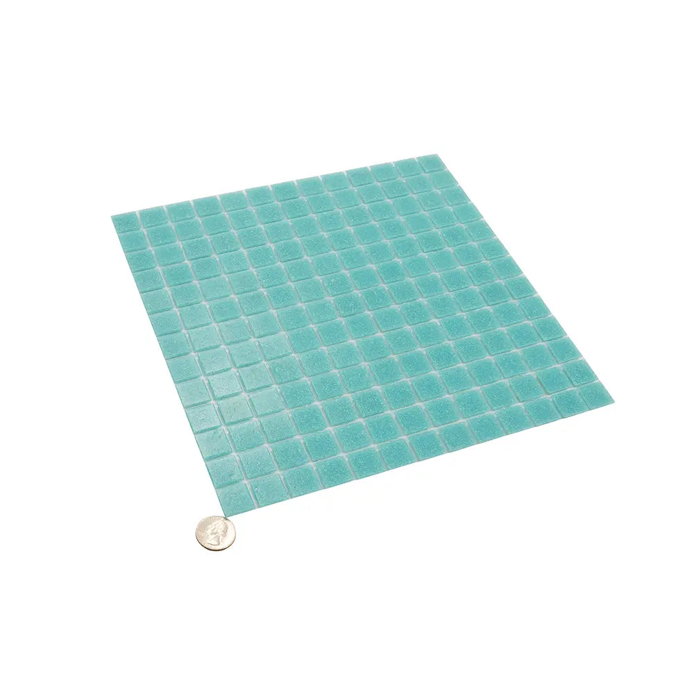 Specked Beach Blue Squares Glass Pool Tile | Tile Club