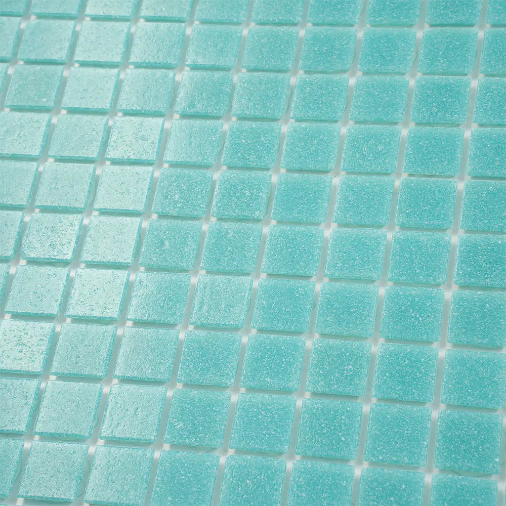 Specked Beach Blue Squares Glass Pool Tile | Tile Club