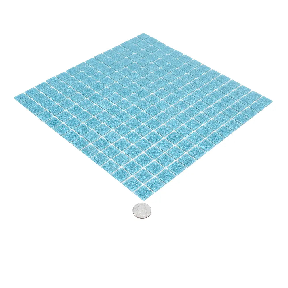 Speckled Turquoise Squares Glass Pool Tile | Tile Club