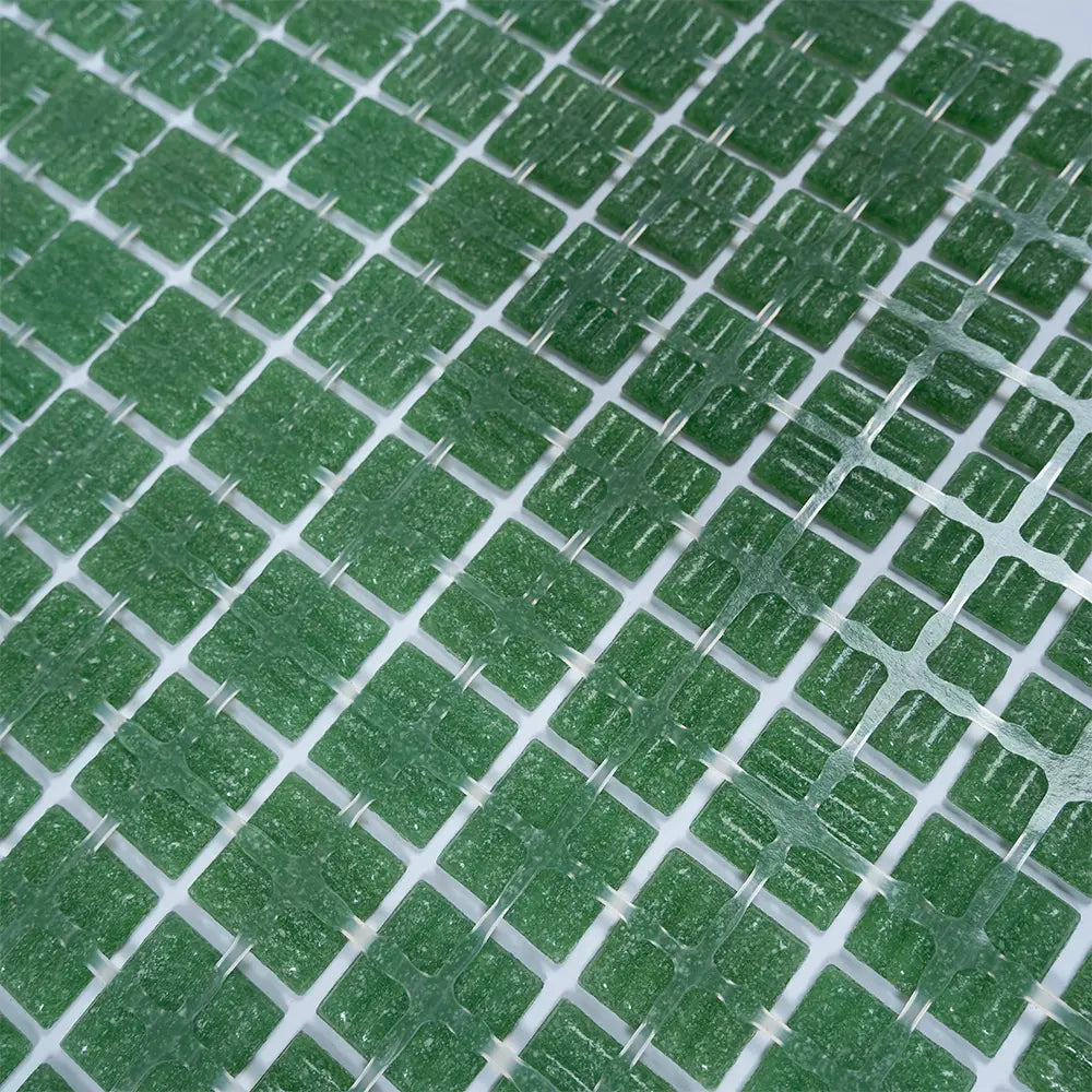 Speckled Emerald Green Squares Glass Pool Tile | Tile Club
