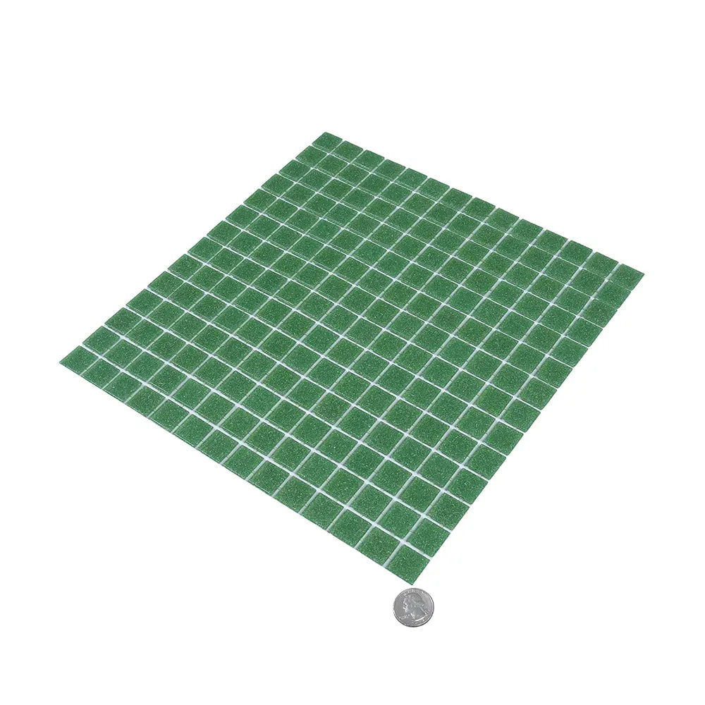 Speckled Emerald Green Squares Glass Pool Tile | Tile Club