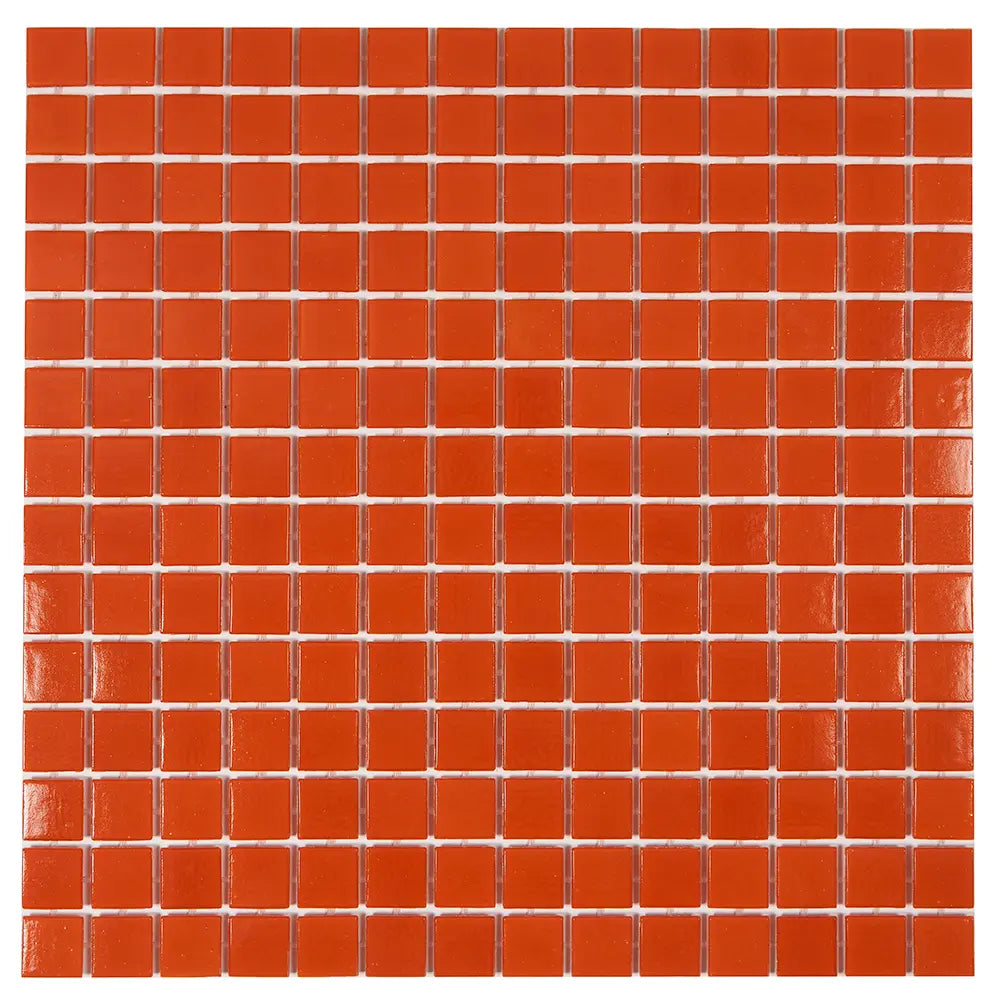 Tiger Orange Squares Glass Pool Tile