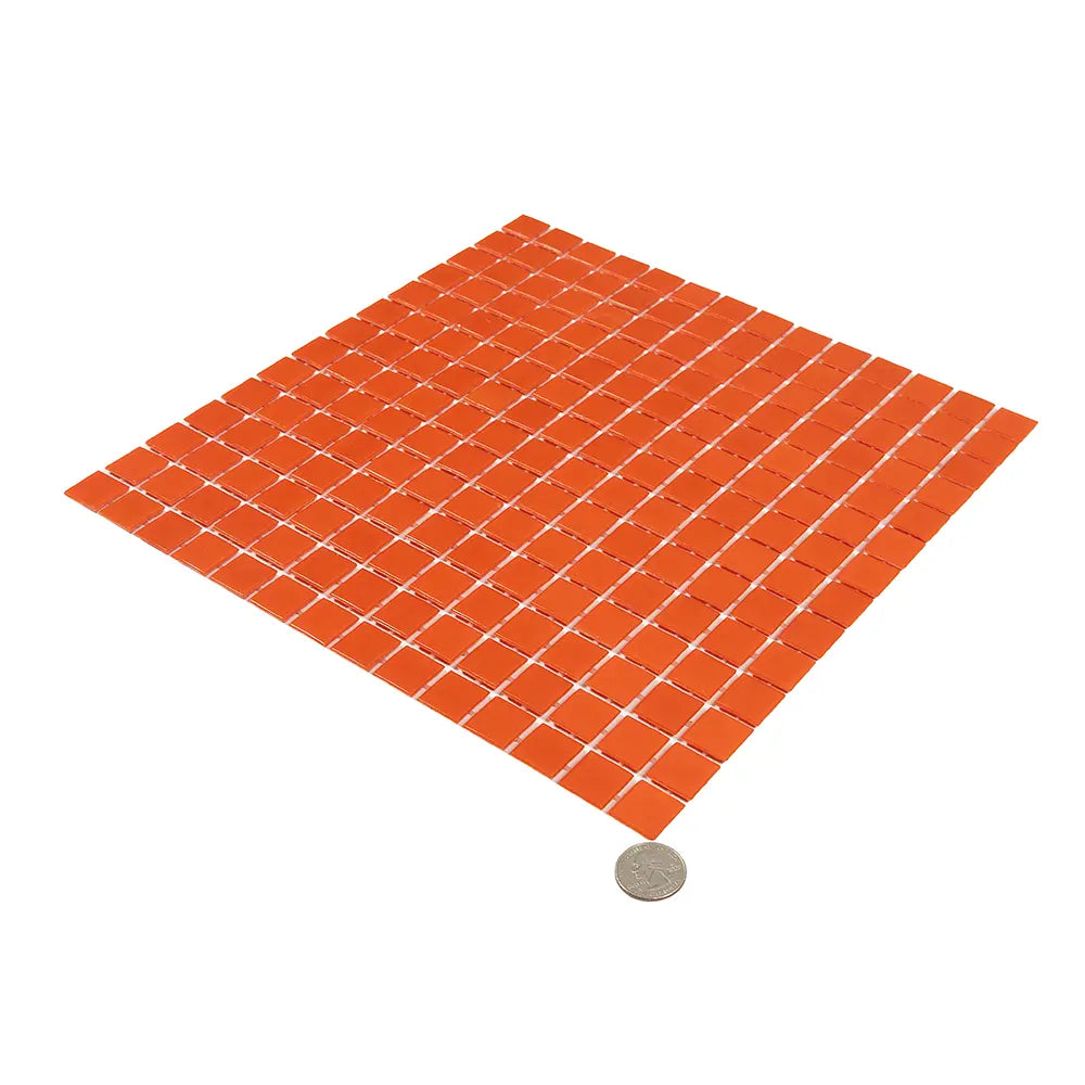 Tiger Orange Squares Glass Pool Tile