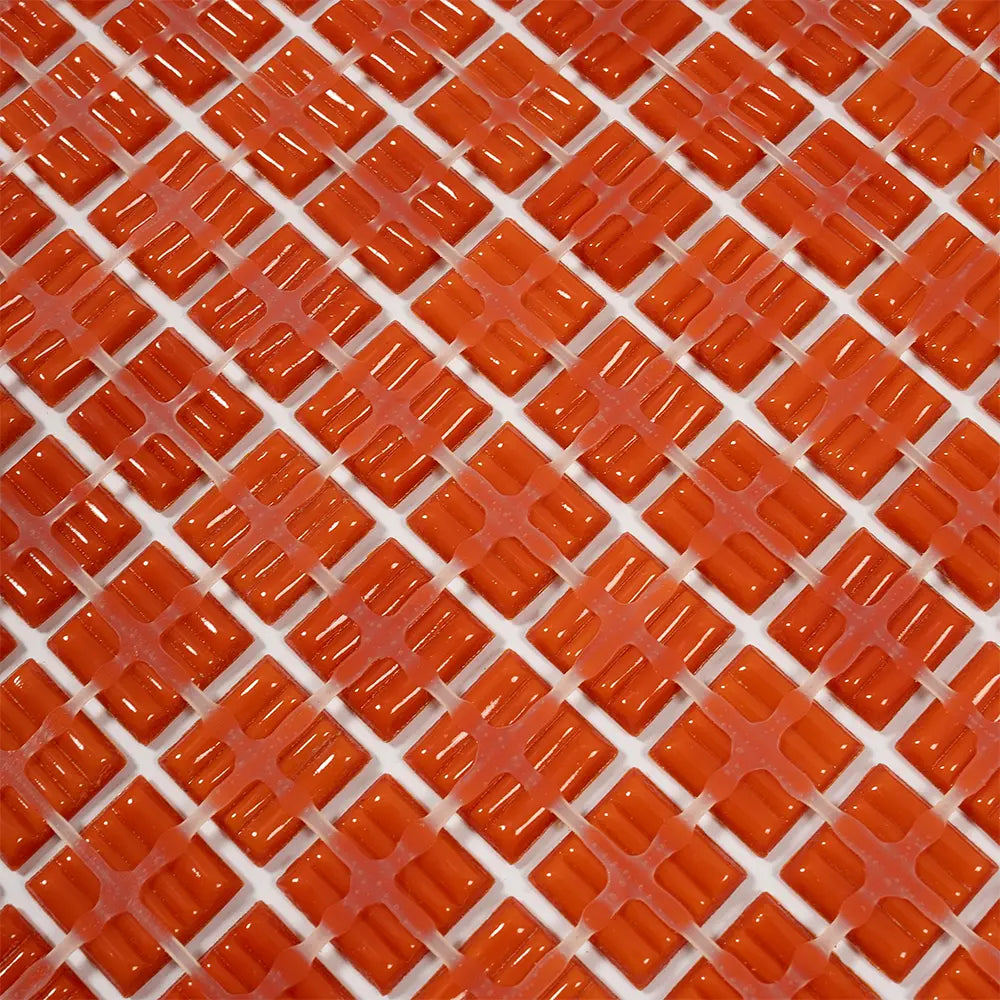 Tiger Orange Squares Glass Pool Tile