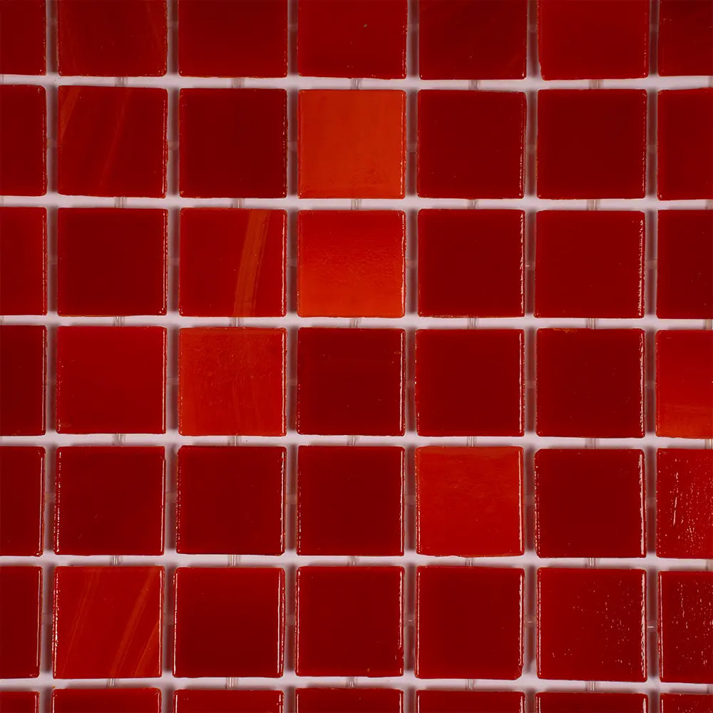 Blood Orange Squares Glass Pool Tile | Tile Club