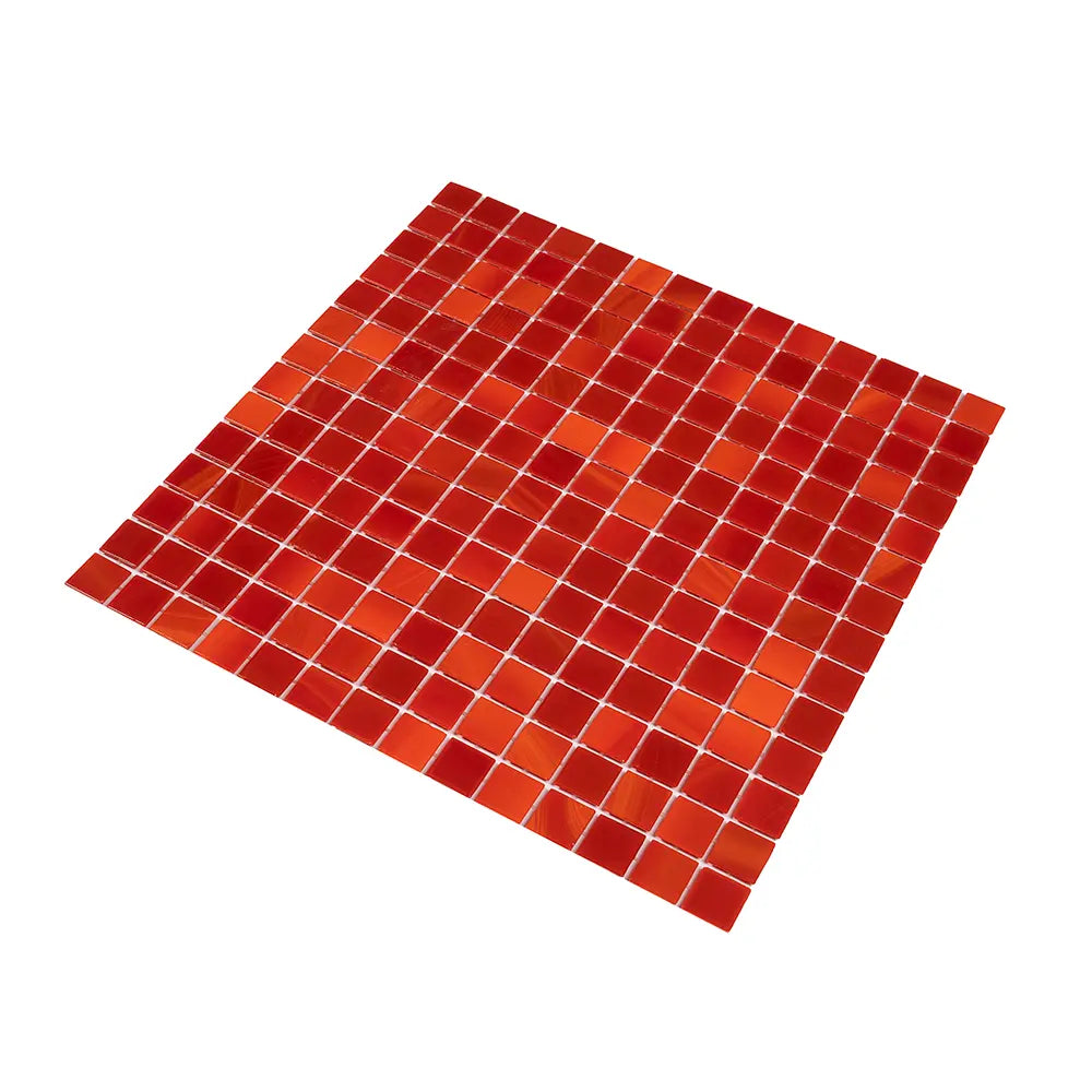 Blood Orange Squares Glass Pool Tile | Tile Club