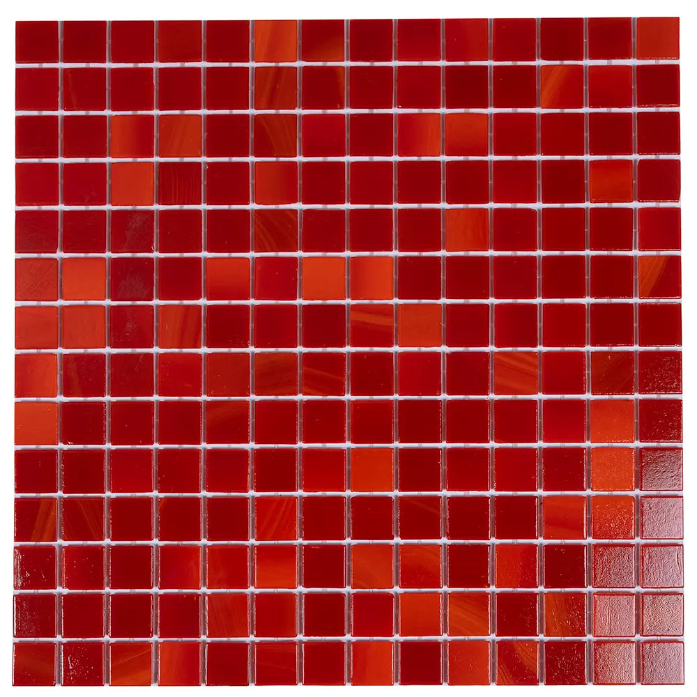 Blood Orange Squares Glass Pool Tile | Tile Club