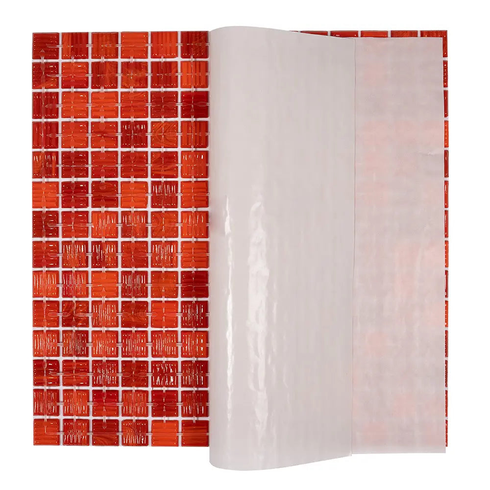 Blood Orange Squares Glass Pool Tile | Tile Club