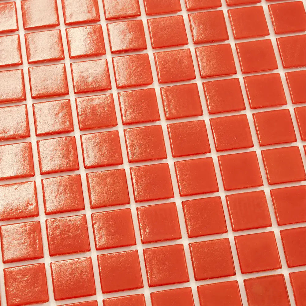 Cayenne Pepper Red Squares Glass Pool Tile | Tile Club