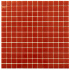 Cayenne Pepper Red Squares Glass Pool Tile | Tile Club