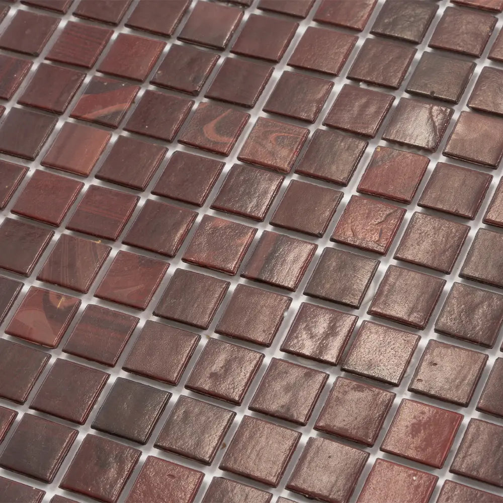 Red Swirls Squares Glass Pool Tile | Tile Club