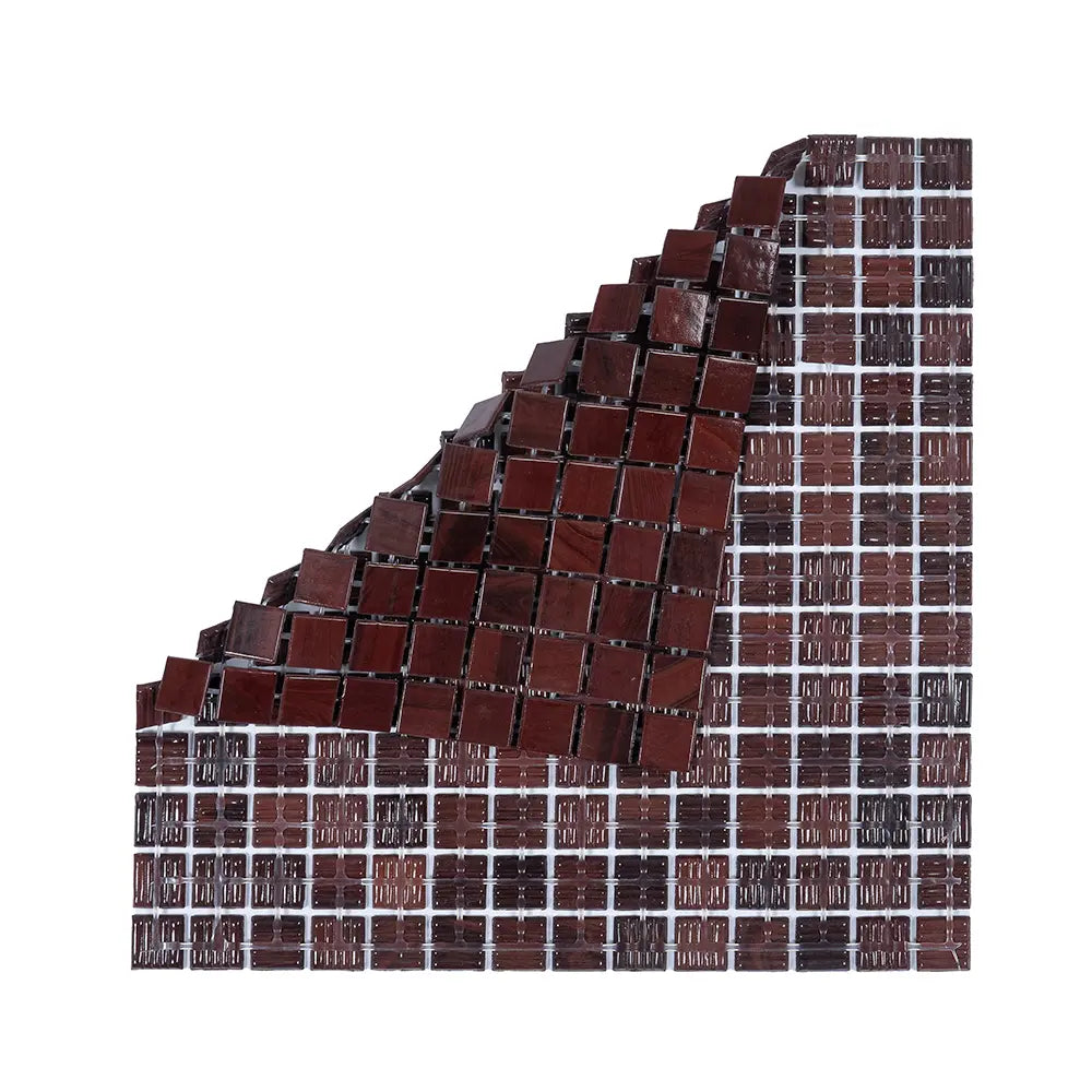 Red Swirls Squares Glass Pool Tile | Tile Club
