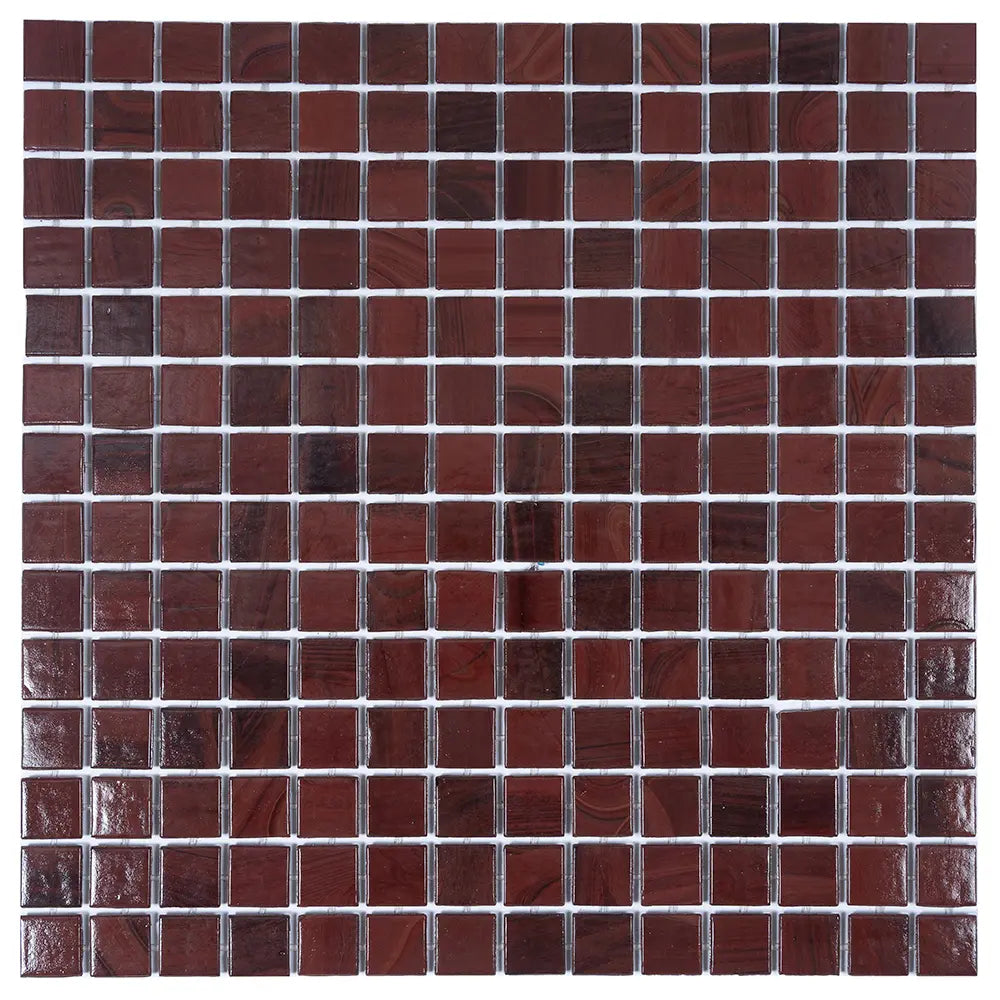 Red Swirls Squares Glass Pool Tile | Tile Club