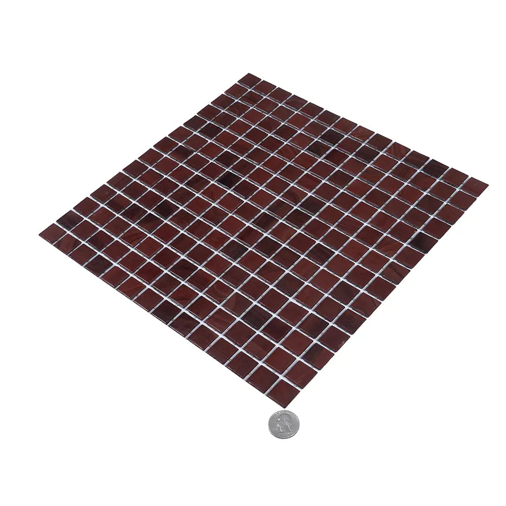 Red Swirls Squares Glass Pool Tile | Tile Club