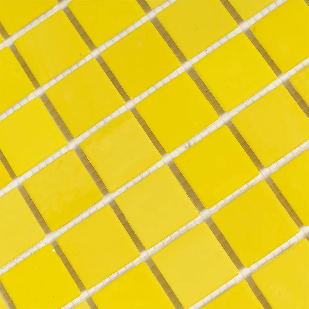 Neon Yellow Squares Glass Pool Tile | Tile Club