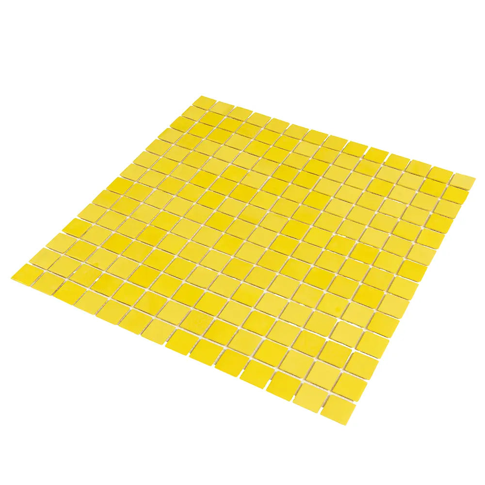 Neon Yellow Squares Glass Pool Tile | Tile Club