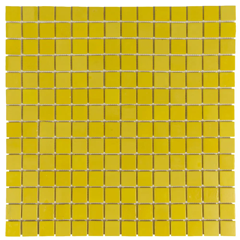Neon Yellow Squares Glass Pool Tile | Tile Club