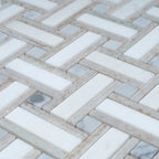Sand Valley & Thassos Basket Weave Mosaic Tile | Tile Club