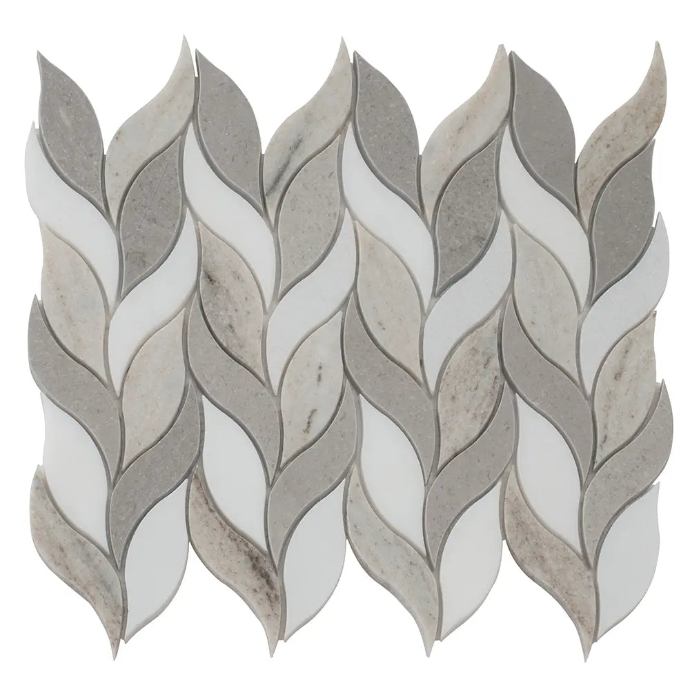 Sand Valley And Thassos Leaves Marble Mosaic Tile | Tile Club