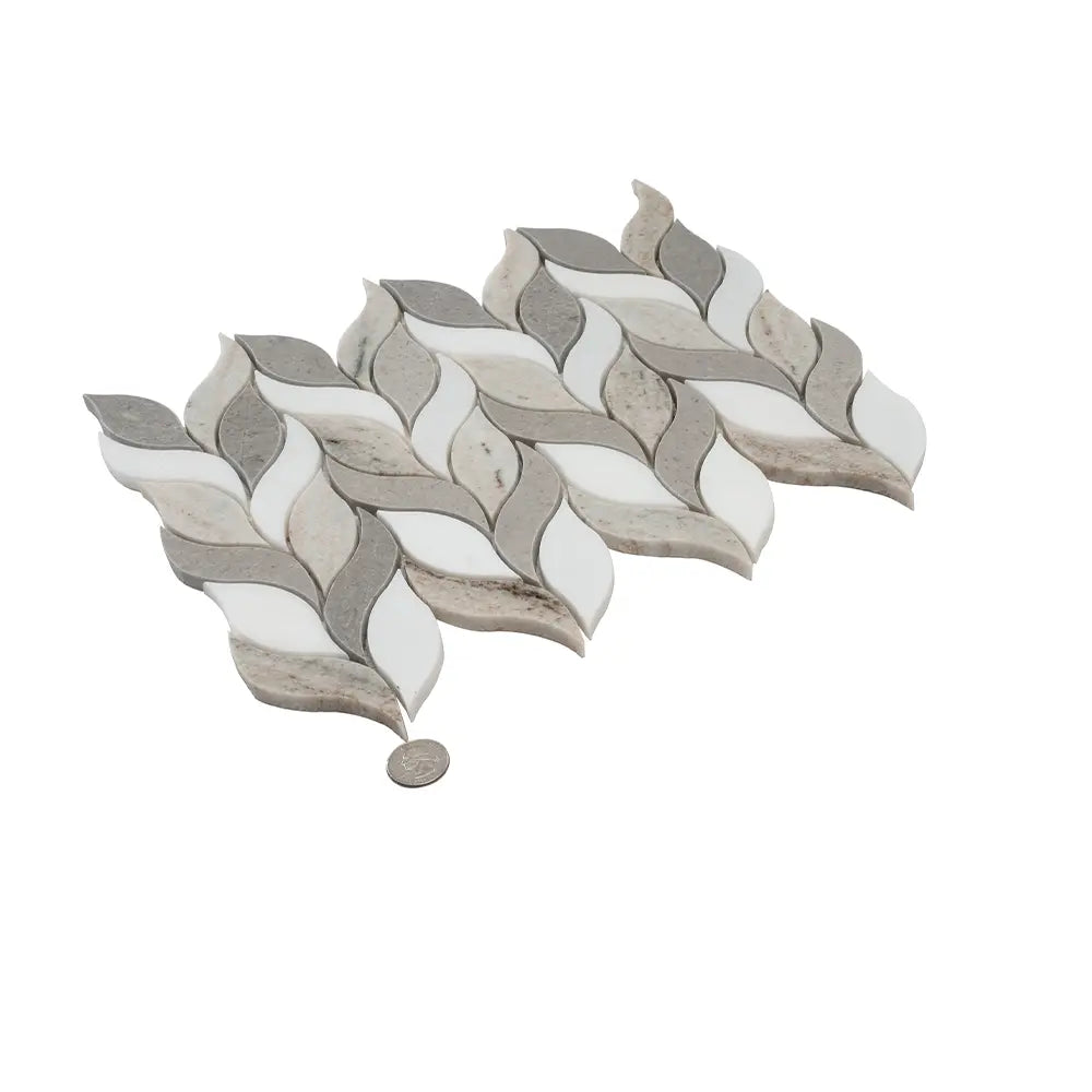 Sand Valley And Thassos Leaves Marble Mosaic Tile | Tile Club