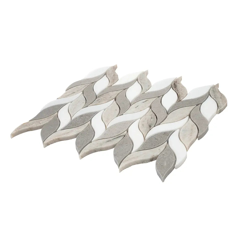 Sand Valley And Thassos Leaves Marble Mosaic Tile | Tile Club