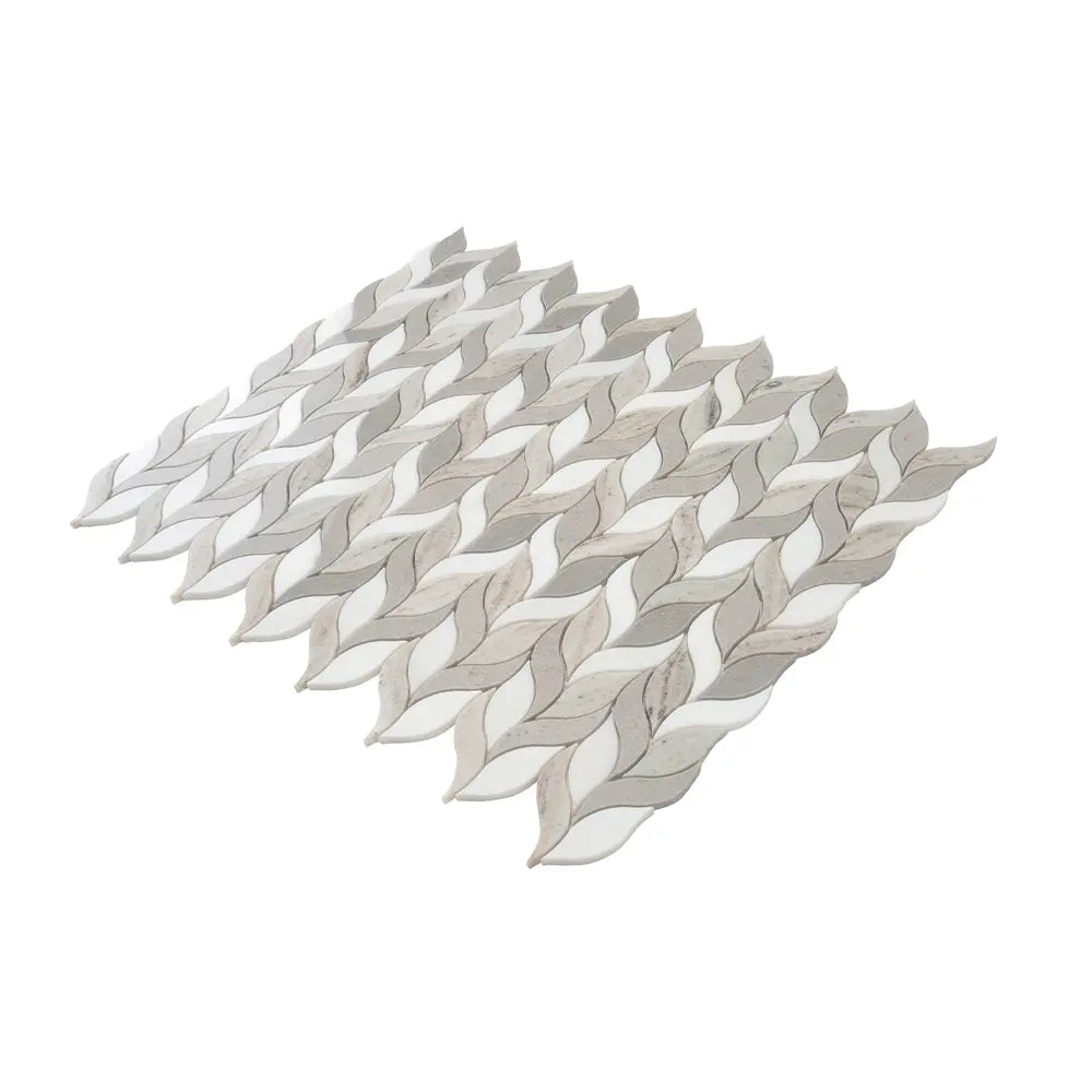 Sand Valley And Thassos Leaves Marble Mosaic Tile | Tile Club