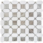 Sand Valley Octagon and Thassos Square Marble Mosaic Tile | Tile Club