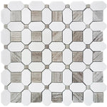 Sand Valley Octagon and Thassos Square Marble Mosaic Tile | Tile Club