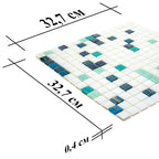 Blue and White Gradient Squares Glass Pool Tile | Tile Club