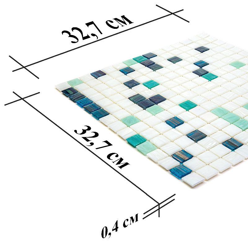 Blue and White Gradient Squares Glass Pool Tile | Tile Club