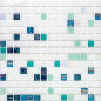 Blue and White Gradient Squares Glass Pool Tile | Tile Club