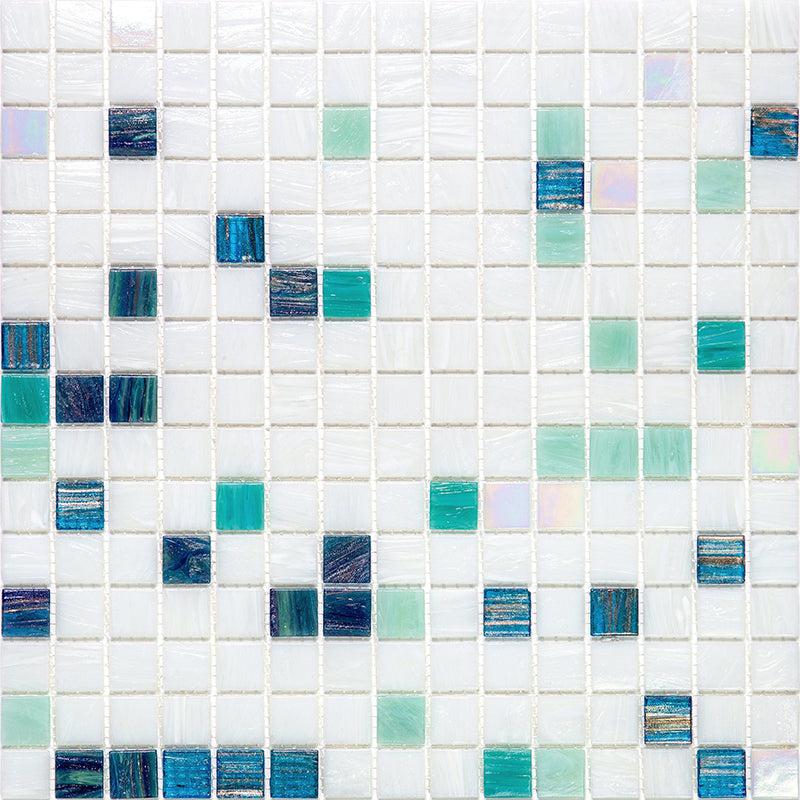Blue and White Gradient Squares Glass Pool Tile | Tile Club